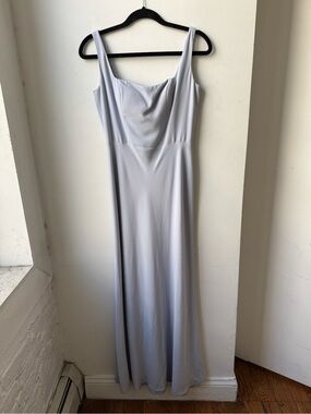 Jenny Yoo Maeve Dress In Pebbled Crepe Whisper Blue